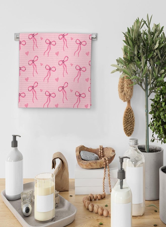 FIicy Pink Bow Coquette Hand Towels, Preppy Coquette Kitchen Towels, HotPink Bow Decorative Hand Towels for Bathroom Kitchen, CoquetteBathroom Decor, Pink Preppy Bathroom Decor(16x24 Inch) - Image 5